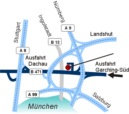 Geographische Karte für den Standort von Landesberger Maschinenvertrieb München